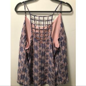 Geo/Floral Cage-Back Tank